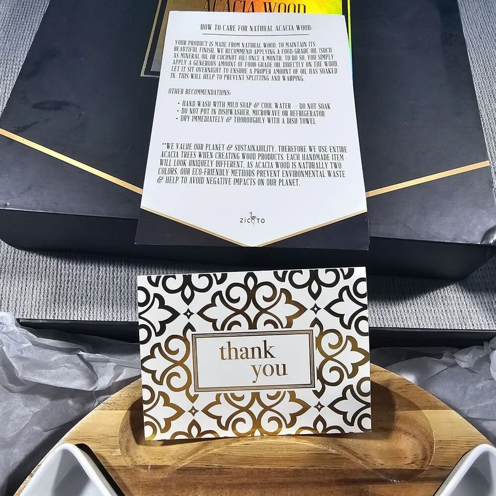 Acacia wood cheese board and cutlery set